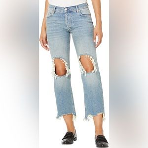 Women's Free People straight crop distressed jeans. Size 25